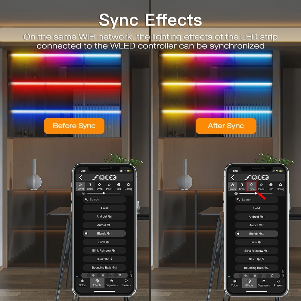 Wled synchronitzacia led pasov